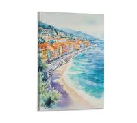 Stampa artistica da parete su tela, motivo: Nizza Francia, souvenir della città della Costa Azzurra, per soggiorno, camera da letto, bagno, ufficio, decorazione per la casa, 30 x 45 cm