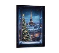 Stampa artistica da parete su tela, motivo: Parigi invernale, per soggiorno, camera da letto, bagno, ufficio, casa, 30 x 45 cm