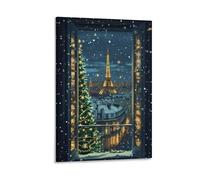 Stampa artistica da parete su tela, motivo: Parigi invernale, per soggiorno, camera da letto, bagno, ufficio, casa, 30 x 45 cm