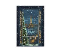 Stampa artistica da parete su tela, motivo: Parigi invernale, per soggiorno, camera da letto, bagno, ufficio, casa, 30 x 45 cm