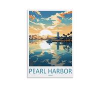 Stampa artistica da parete su tela, motivo: Pearl Harbor, amanti dei viaggi, Hawaii, per soggiorno, camera da letto, bagno, ufficio, casa, 50 x 75 cm