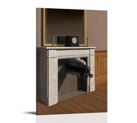 Stampa artistica da parete su tela, motivo: René Magritte Great Work (Time Transfixed), 50 x 75 cm