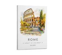 Stampa artistica da parete su tela, motivo: Roma, acquerello, Italia, per soggiorno, camera da letto, bagno, ufficio, decorazione per la casa, 40 x 60 cm