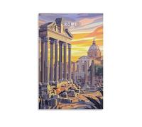 Stampa artistica da parete su tela, motivo: Roma Italia, città antica, per soggiorno, camera da letto, bagno, ufficio, decorazione per la casa, 50 x 75 cm