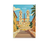Stampa artistica da parete su tela, motivo: Roma, Italia, viaggi, città, per soggiorno, camera da letto, bagno, ufficio, decorazione per la casa, 50 x 75 cm