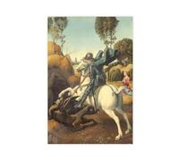 Stampa artistica da parete su tela, motivo: San Giorgio e il drago, Raffaello, decorazione moderna per camera da letto, senza cornice, 40 x 60 cm