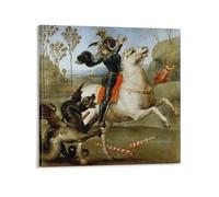 Stampa artistica da parete su tela, motivo: San Giorgio e il Drago-Raffaello, decorazione moderna per la casa, 70 x 70 cm
