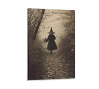 Stampa artistica da parete su tela, motivo: strega nel bosco maledetto in stile vittoriano, per Halloween, per soggiorno, camera da letto, bagno, ufficio, casa, 30 x 45 cm