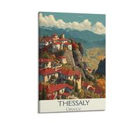 Stampa artistica da parete su tela, motivo: Tessaglia, Grecia, stile vintage, decorazione moderna per la casa, 40 x 60 cm