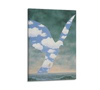 Stampa artistica da parete su tela, motivo: The Big Family, 1963 di Rene-Magritte, per soggiorno e camera da letto, 40 x 60 cm, con cornice