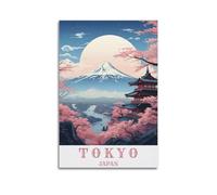 Stampa artistica da parete su tela, motivo: Tokyo, Giappone, vintage, decorazione artistica da parete per camera da letto, stile moderno, 60 x 90 cm
