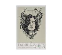 Stampa artistica da parete su tela, motivo: Toro, un segno di terra, incarna l'arte astrologica minimalista, decorazione artistica da parete per soggiorno e camera da letto, 60 x 90 cm