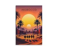 Stampa artistica da parete su tela, motivo: tramonto marocchino, un viaggio attraverso le sabbie del tempo, vintage, decorazione per la casa, 50 x 75 cm