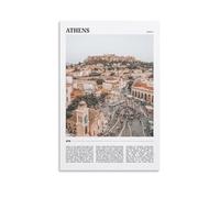 Stampa artistica da parete su tela, motivo: viaggio di Atene con vivace Grecia, per soggiorno, camera da letto, bagno, ufficio, decorazione per la casa, 40 x 60 cm