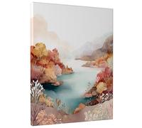 Stampa artistica da parete su tela, paesaggio autunnale, stampa artistica astratta della natura della foresta arancione marrone, decorazione estetica per la casa, per soggiorno, camera da letto