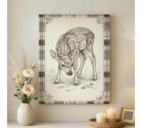 Stampa artistica da parete su tela rustica con cervi neri e bianchi, stampe artistiche da parete per la casa, decorazione estetica per soggiorno, camera da letto, ufficio, tela avvolta 40,6 x 50,8 cm