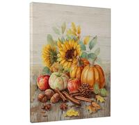Stampa artistica da parete su tela, stampa autunnale con girasoli e zucche gialli arancioni, decorazione autunnale stagionale per soggiorno, sala da pranzo, cucina, accogliente estetica della casa
