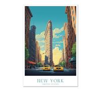 Stampa artistica da parete su tela vintage di New York, poster con edificio Flatiron - Manhattan Art, stampa moderna di New York City per soggiorno, ufficio o camera da letto (30,5 x 45,7 cm, senza