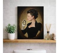 Stampa artistica da parete vintage elegante con signora, ritratto nero e oro, decorazione classica per la casa per soggiorno, camera da letto, ufficio, opera d'arte decorativa 20,3 x 25,4 cm