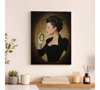 Stampa artistica da parete vintage elegante con signora, ritratto nero e oro, decorazione classica per la casa per soggiorno, camera da letto, ufficio, opera d'arte decorativa 30,5 x 40,6 cm