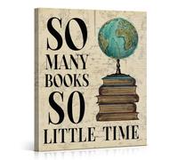Stampa artistica da parete vintage su libro da lettura per aula, "So Many Books So Little Time", poster, dipinto, decorazione murale per amanti dei libri, per biblioteca, stanza studio, stanza lettura