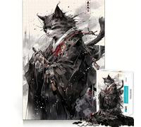 Stampa artistica del gatto samurai, puzzle da 1000 pezzi per ragazzi, gioco di puzzle, divertimento, tagli netti, oggetto da collezione (50x75cm)