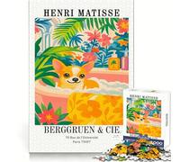 Stampa artistica di Henri Matisse "Cane nella vasca da bagno" Puzzle per adolescenti da 1000 pezzi Logica Divertente Ordinato Spesso Gioco Sfida Serata di gioco (38x26cm)