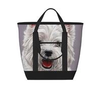 Stampa artistica di un simpatico cane West Highland Terrier,Borsa porta pranzo grande capacità isolata per donne e uomini, lavoro, picnic, viaggi