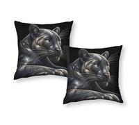 Stampa artistica di una pantera luminosa, 2 federe per cuscini, antimacchia e antipiega, per divano e camera da letto, 20"x20"