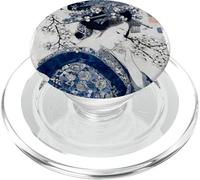 Stampa artistica giapponese Geisha Blue Ink Block Ukiyo-e PopSockets PopGrip per MagSafe