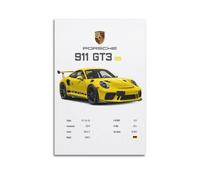 Stampa artistica moderna su tela con statistiche 911 GT3 RS su tela, motivo: auto da corsa sportiva, 30 x 45 cm