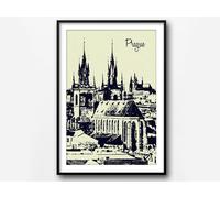 Stampa Artistica Praga Originale, Illustrazione Digitale, Stampa da Parete