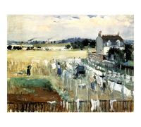 Stampa artistica su tela ad alta definizione - Berthe Morisot 1875 - Un percher de blanchisseuses - 76 x 101 cm | Artistico per inaugurazione della casa, ufficio o camera da letto | Decorazione