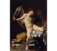 Stampa artistica su tela ad alta definizione - Caravaggio - Cupido come Victor - 127 x 101 cm | Artistico per inaugurazione della casa, ufficio o camera da letto | arredamento elegante e significativo
