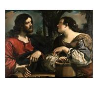 Stampa artistica su tela ad alta definizione - Guercino - Cristo e la Samaritana - 76 x 101 cm | Artistico per inaugurazione della casa, ufficio o camera da letto | arredamento elegante e