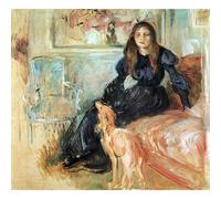 Stampa artistica su tela ad alta definizione - Julie Manet e il suo levriero Laertes di Morisot - 127 x 101 cm | Artistico per inaugurazione della casa, ufficio o camera da letto | Decorazione
