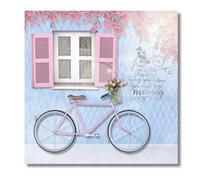 Stampa Artistica su Tela - Canvas Intelaiato in Legno - Quadri Moderni Effetto 3D in Metallo - Pronto da Appendere e Arredare - 40x40 Bicicletta Uomo