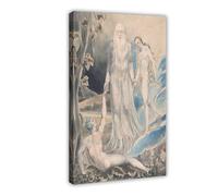 Stampa artistica su tela con angelo della presenza divina che porta Eve ad Adamo di William Blake, decorazione moderna per camera da letto, 40,6 x 5,6 cm