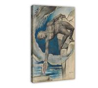 Stampa artistica su tela con Antaeus che tramonta Dante e Virgilio nell'ultimo cerchio dell'inferno di William Blake, stampa artistica da parete moderna per camera da letto