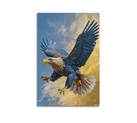 Stampa artistica su tela con aquila, Raptor che vola al tramonto, cielo e ali dorate, decorazione per camera da letto, per camera da letto, 50 x 75 cm