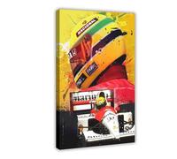 Stampa artistica su tela con Ayrton Senna Legend F1, poster estetico, decorazione per camera da letto, ufficio, camera da letto, regalo, stile cornice, 50 x 75 cm