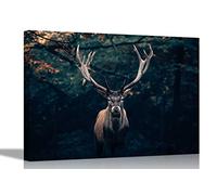 Stampa artistica su tela con cervi della foresta, immagini artistiche per casa, ufficio, camera da letto, animali selvatici, opere d'arte moderna su cornice, grande, 76 x 50 cm
