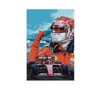 Stampa artistica su tela con Charles Leclerc Ferrari Gran Premio di Monaco Monte Carlo 2024, stampa per fan della Formula 1, formato A3, non incorniciato, su tela, per camera da letto, ufficio,