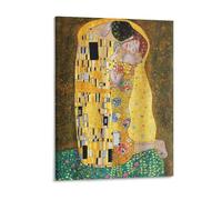 Stampa artistica su tela con cornice in legno, motivo Gustav klimts il bacio, decorazione artistica per la casa, salotto