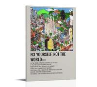 Stampa artistica su tela con immagine di The Wombats Fix Yourself, Not The WorldWall per ufficio, casa, soggiorno, camera da letto, decorazione artistica, stile cornice, 40 x 60 cm