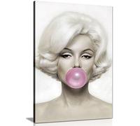 Stampa artistica su tela con ritratto di Marilyn Monroe con gomma da masticare rosa, da parete, Pink, A0 91x61cm (36x24in)