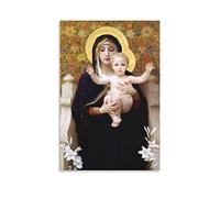 Stampa artistica su tela con scritta "William Adolphe Bouguereau" "La Madonna dei Gigli" e "Neoclassicismo", stampa artistica da parete, stile moderno, camera da letto, 30 x 45 cm