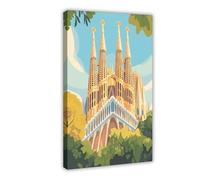 Stampa artistica su tela con stampa artistica spagnola, motivo: La Sagrada Família, decorazione artistica da parete per soggiorno, camera da letto, 30 x 45 cm