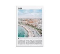 Stampa artistica su tela, motivo: Bari Italia, con vivace città, per soggiorno, camera da letto, bagno, ufficio, decorazione per la casa, 50 x 75 cm