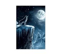 Stampa artistica su tela, motivo: lupo, Howl at the Moon, stile gotico scuro, per camera da letto, ufficio, camera da letto, regalo, 20 x 30 cm